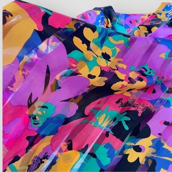 Vintage 80s Carry Back Floral Blouse Top Long Sleeve - Picture 11 of 16